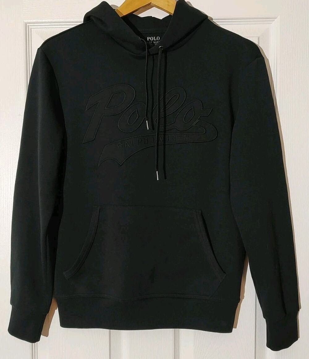 Men's Polo Ralph Lauren Performance Hoodie Black/Black Spell Out - Small